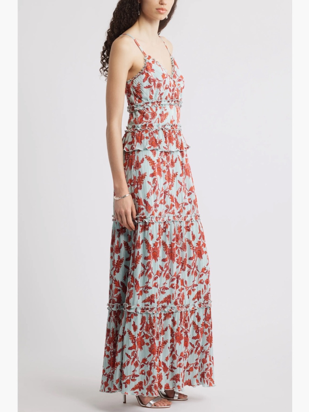 Chelsea28 Ruffle Plissé Maxi Sundress New! - Picture 4 of 13